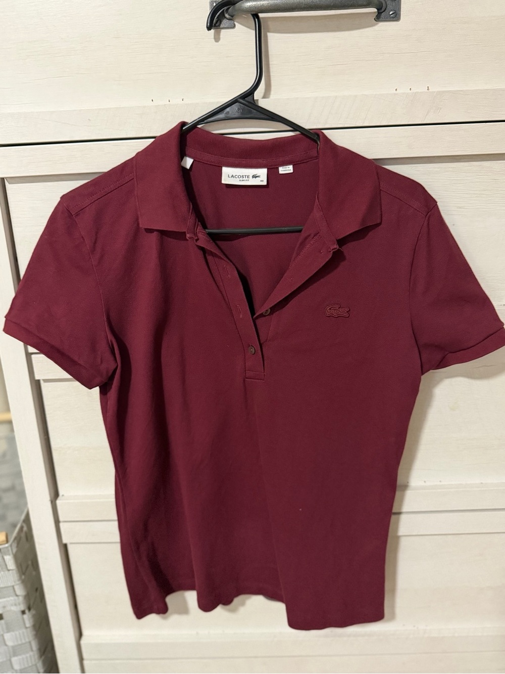 Lacoste Women's Slim Fit Burgundy Polo Shirt - Picture 1 of 3